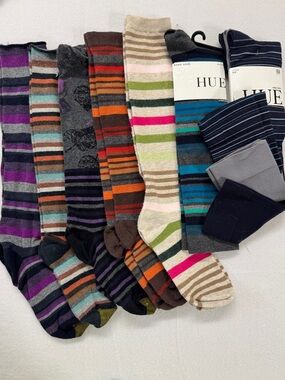 HUE Striped Knee-High Socks 9 Pairs